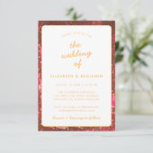 Invitation Code QR Boule à Facettes Photo Rose Orange Mariage (Debout devant)