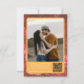 Invitation Code QR Boule à Facettes Photo Rose Orange Mariage (Dos)