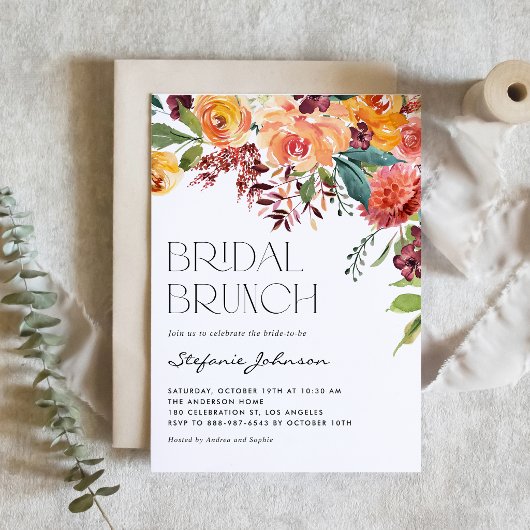 Invitation Code QR Bouquet Floral d'Automne Brunch de Mariage