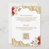 Invitation Code QR Broderie dorée Fleurs d'ivoire rouges Mari (Dos)