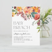Invitation Code QR Brunch Bébé Floral Aquarelle Automne (Debout devant)