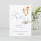 Invitation Code QR Brunch Et Bubbly Photo Bleu Pastel Enterre (Debout devant)