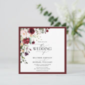 Invitation Code QR Burgundy Blush Floral Aquarelle Script (Debout devant)