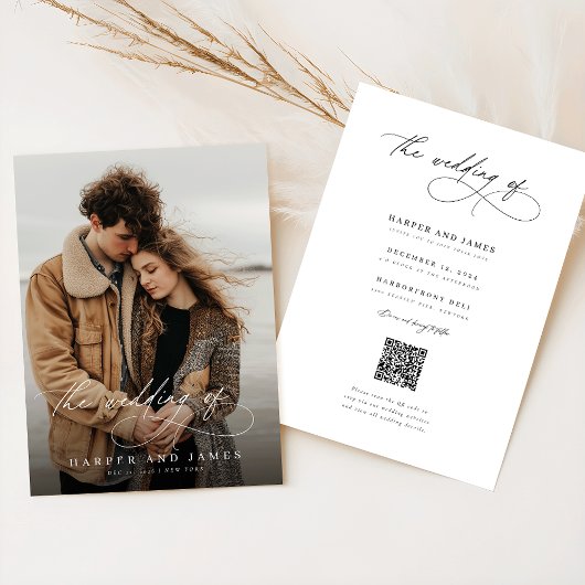 Invitation Code Qr Calligraphie Photo Mariage Romantique