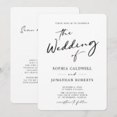Invitation Code QR Calligraphie RSVP Mariage noir et blanc (Devant / Derrière)