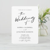 Invitation Code QR Calligraphie RSVP Mariage noir et blanc (Debout devant)