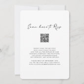 Invitation Code QR Calligraphie RSVP Mariage noir et blanc (Dos)