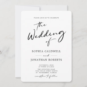 Invitation Code QR Calligraphie RSVP Mariage noir et blanc