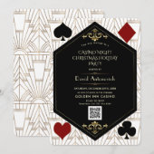 Invitation Code QR Casino Nuit Poker Noël Vacances  (Devant / Derrière)