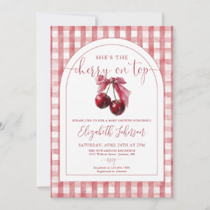 Invitation Code QR Cerise sur le dessus Ruban Fille Baby Show