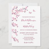 Invitation Code QR | Cerisiers en Fleurs Mariage Rose Blanc (Devant)