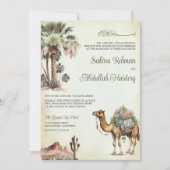Invitation Code QR Chameau de Désert de Palmier Arabe Mariage (Devant)