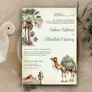Invitation Code QR Chameau de Désert de Palmier Arabe Mariage