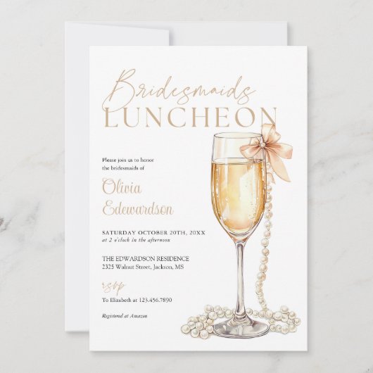 Invitation Code QR Champagne pour le déjeuner des demoiselles (Devant)