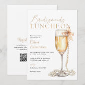 Invitation Code QR Champagne pour le déjeuner des demoiselles (Devant / Derrière)