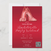 Invitation CODE QR Chaussures à paillettes rouges Enterrement (Devant)