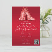 Invitation CODE QR Chaussures à paillettes rouges Enterrement (Debout devant)