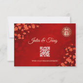 Invitation Code QR | Cherry Blossom Red RSVP Mariage chinois (Dos)