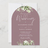 Invitation Code QR Chic Mauve Verdure Photo Arche Mariage (Devant)