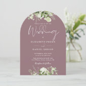 Invitation Code QR Chic Mauve Verdure Photo Arche Mariage (Debout devant)