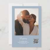 Invitation Code QR Chic Script Photo Bleu Poussiéreux Fête de (Dos)