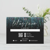 Invitation Code QR Choix de repas RSVP Moderne Teal Pailleté (Debout devant)