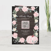 Invitation Code QR Citrouille Florale Rose Fardé Mariage en B (Dos)