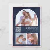 Invitation Code QR Citrouille Florale Rose Fardée Mariage Ble (Dos)