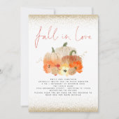 Invitation Code QR Citrouilles Paillettes Dorées Mariage Coup (Devant)