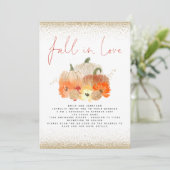 Invitation Code QR Citrouilles Paillettes Dorées Mariage Coup (Debout devant)