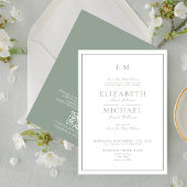 Invitation Code QR Classic vert vert Monogram Mon Mariage