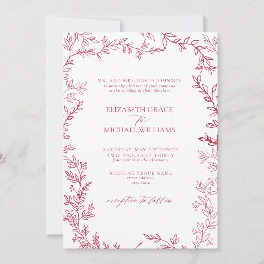 Invitation Code QR Classic Vivid Magenta Mariage (Devant)