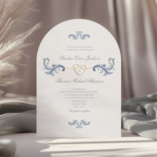 Invitation Code QR Classique Bleu Poussiéreux de Mariage