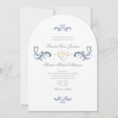 Invitation Code QR Classique Bleu Poussiéreux de Mariage (Devant)