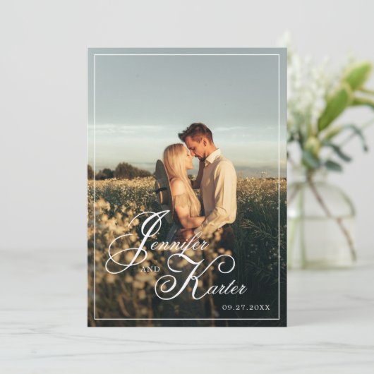 Invitation Code QR classique élégant tout en un Mariage photo (Debout devant)