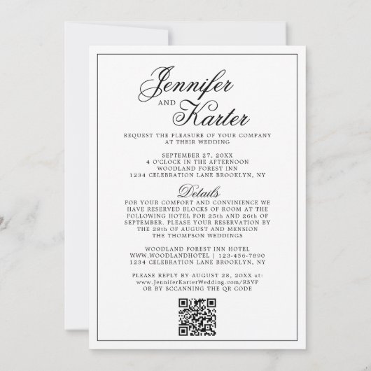 Invitation Code QR classique élégant tout en un Mariage photo (Dos)