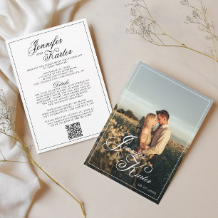 Invitation Code QR classique élégant tout en un Mariage photo