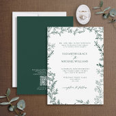 Invitation Code QR Classique Formel Mariage Vert Emeraude