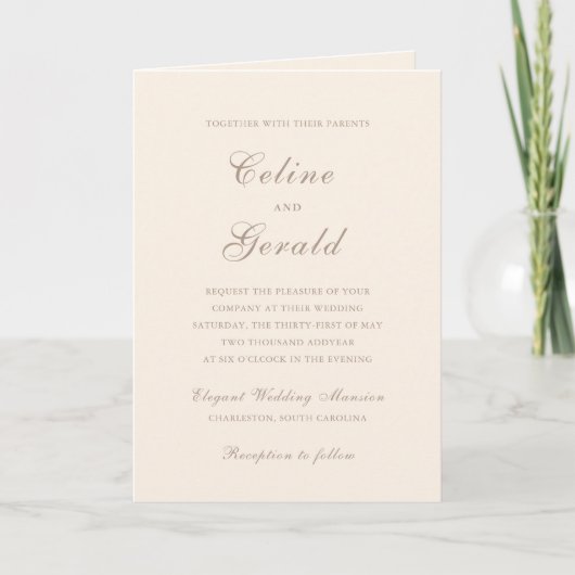 Invitation Code QR classique neutre Sandy Mariage élégant (Devant)
