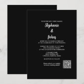 Invitation Code QR Classique Noir Blanc Script 2024 Mariage (Devant / Derrière)