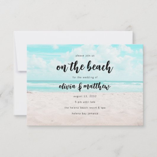 Invitation Code QR côtier Mariage de destination (Devant)