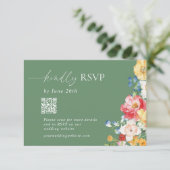 Invitation Code QR couleur Fleur sauvage Sage vert RSVP (Debout devant)