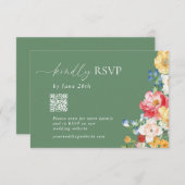 Invitation Code QR couleur Fleur sauvage Sage vert RSVP (Devant / Derrière)