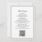Invitation Code QR crête monogramme classique noir blanc mari (Dos)