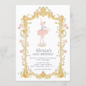 Invitation Code QR d'anniversaire de ballerine florale aquare (Devant)