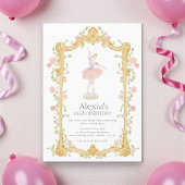 Invitation Code QR d'anniversaire de ballerine florale aquare