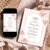 Invitation Code QR d'arche florale rose bohème pour mariage m