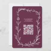 Invitation Code QR de Bat mitzvah à barres botaniques délicat (Dos)