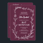Invitation Code QR de Bat mitzvah à barres botaniques délicat<br><div class="desc">Carte parfaite pour annoncer un bat mitzvah, bar mitzvah ou une autre célébration juive ! L'art délicat de trame feuille dessinée à la main pour vous! ENTIÈREMENT PERSONNALISABLE ! Cliquez sur "Personnaliser" ci-dessus pour modifier le texte. Cliquez sur "modifier à l'aide de l'outil de conception" pour ajuster les polices, les...</div>