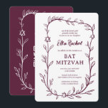 Invitation Code QR de Bat mitzvah à barres botaniques délicat<br><div class="desc">Carte parfaite pour annoncer un bat mitzvah, bar mitzvah ou une autre célébration juive ! L'art délicat de trame feuille dessinée à la main pour vous! ENTIÈREMENT PERSONNALISABLE ! Cliquez sur "Personnaliser" ci-dessus pour modifier le texte. Cliquez sur "modifier à l'aide de l'outil de conception" pour ajuster les polices, les...</div>